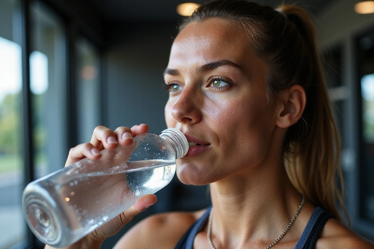 Atleta bebiendo agua después de entrenar