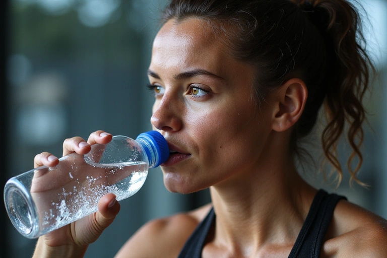 Atleta bebiendo agua después de entrenar