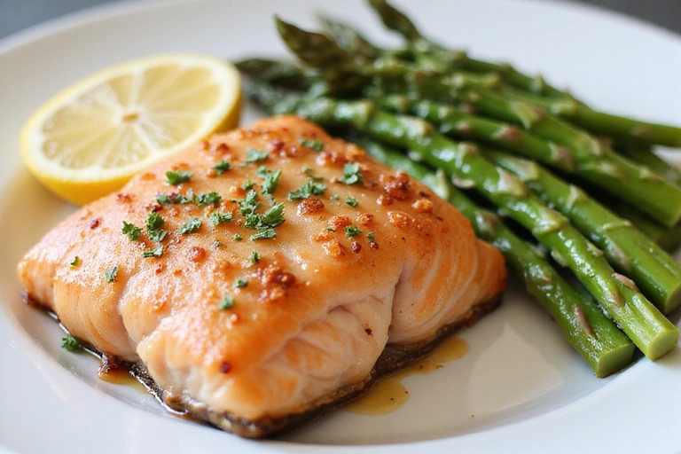 Salmón al horno con espárragos