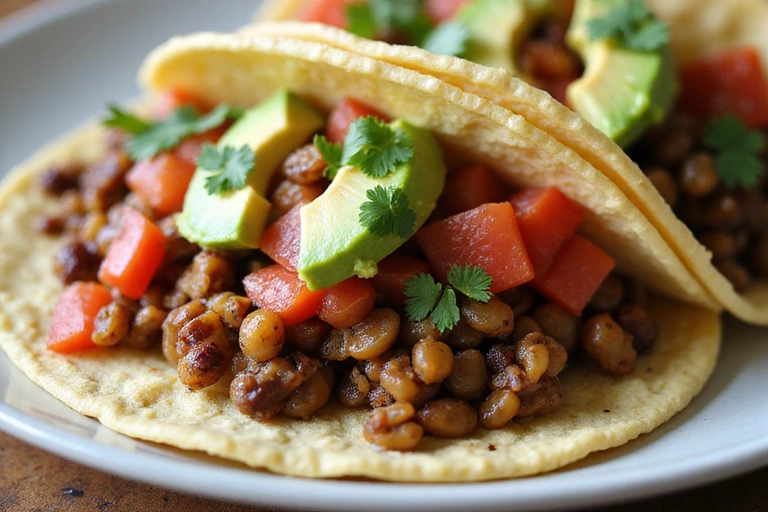 Tacos de lentejas vegetarianos